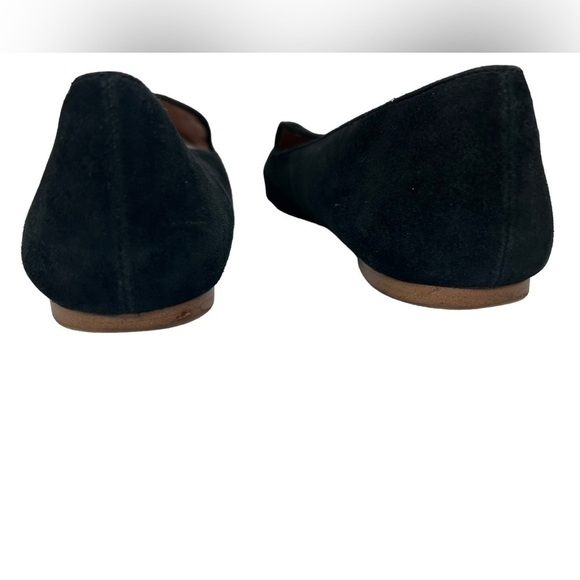 J. Crew women SZ 9.5 Black Suede Leather Slip On Ballet Flat Loafer Preppy Shoes - Picture 4 of 9